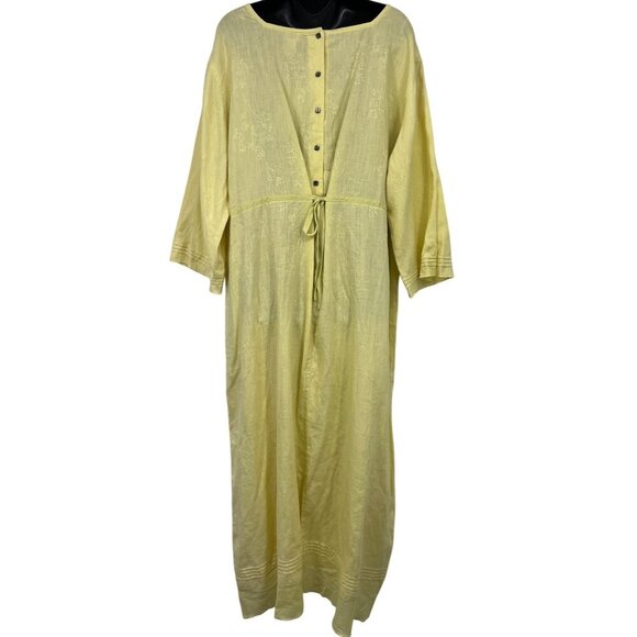 J. Jill Plus 3X Linen Apple Green Dress Floral Square Neck Half Sleeve Midi New - Picture 6 of 10